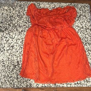 Charlotte Russe orange strapless lace dress, Size Large